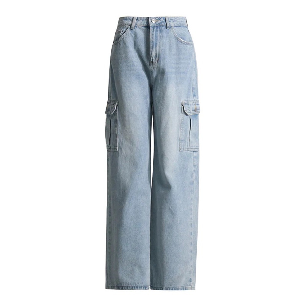 Side Pocket High Waist Light Wash Jeans - Picture 1 of 2